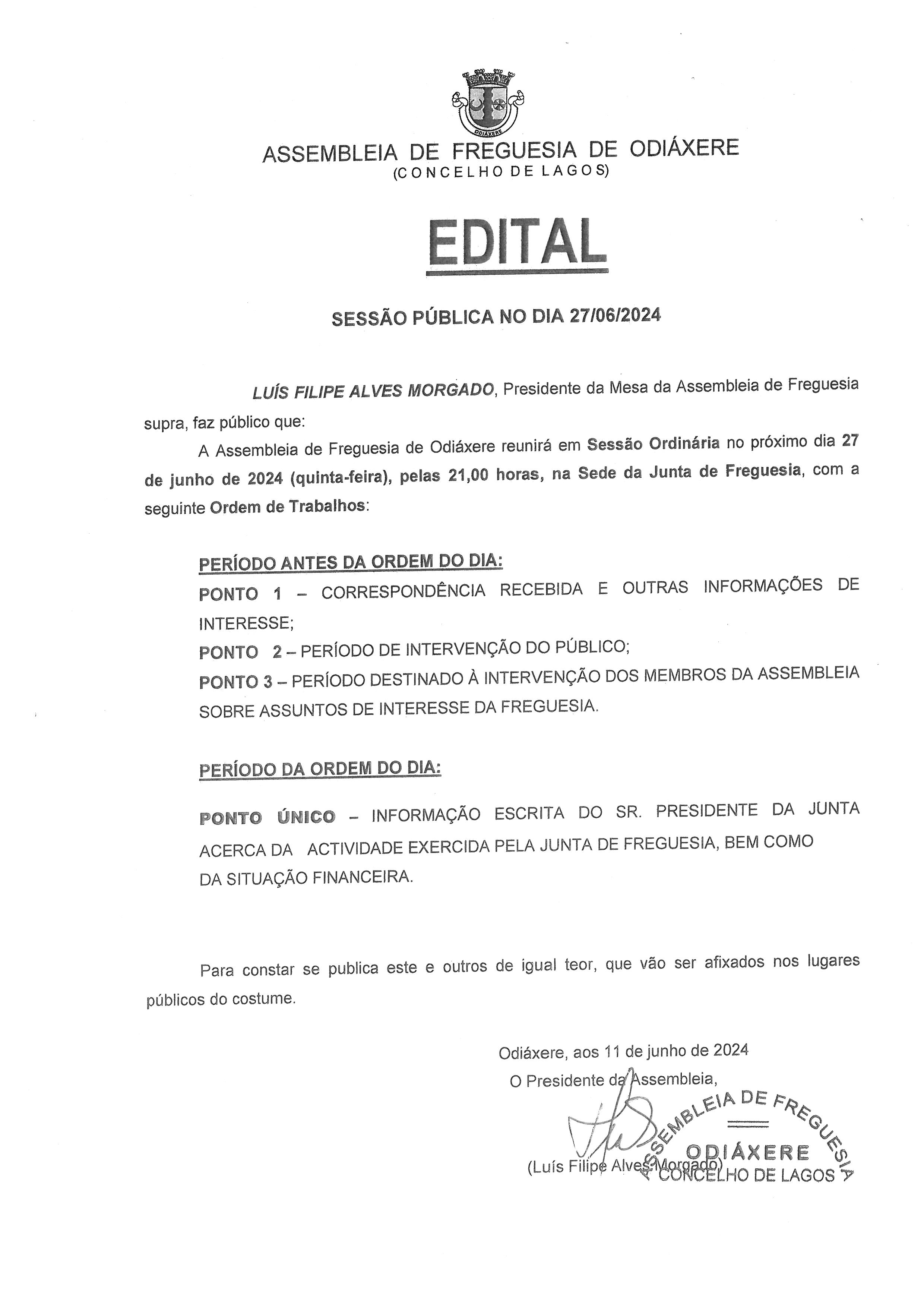 Imagem Edital AF - Sessão Pública de 27 de junho de 2024