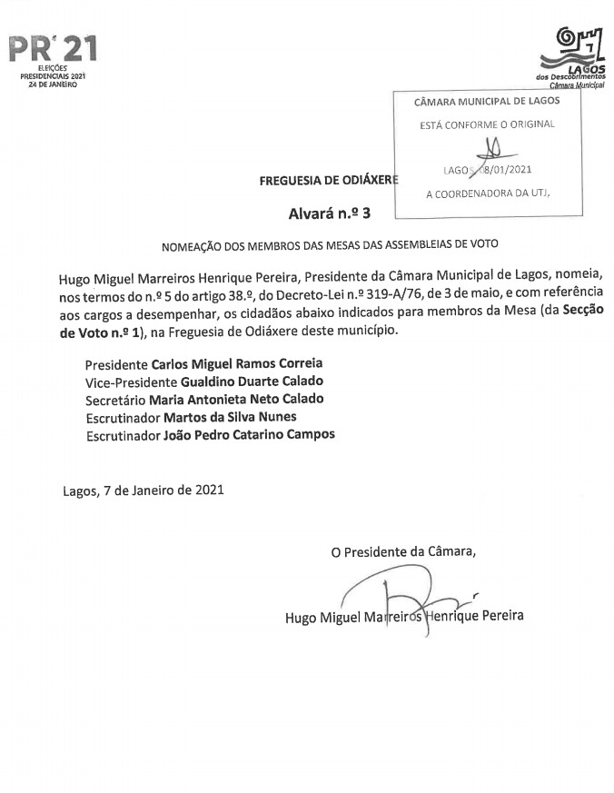 Imagem Alvará nº3 - Nomeação dos membros das mesas das assembleias de voto