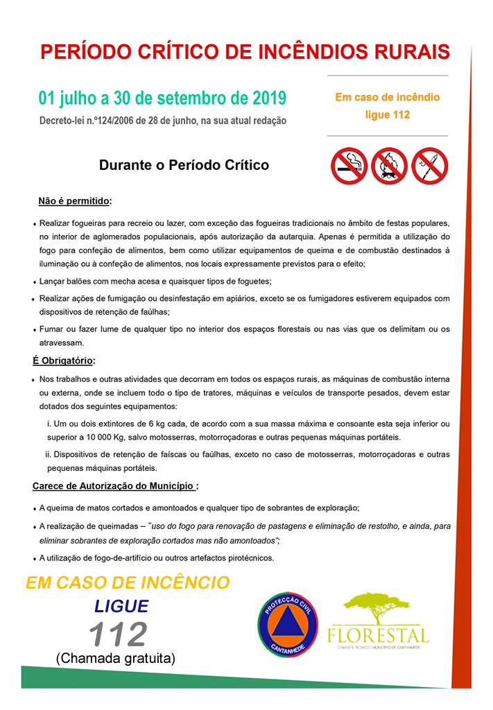Imagem PERÍODO CRÍTICO DE INCÊNDIO - 1 DE JULHO A 30 DE SETEMBRO 2019